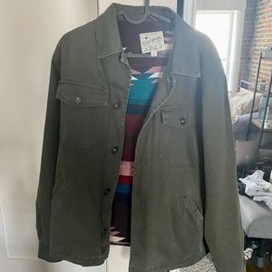 LUCKY BRAND - Olive Green Denim Jacket with Fleece Lining - Small (Fits like M)